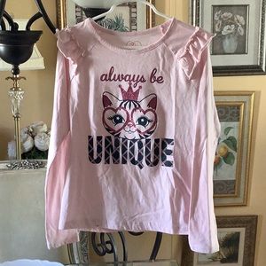 365 KIDS  top long sleeve pink size (8) by Garanimals 🐱 CAT on front Alw